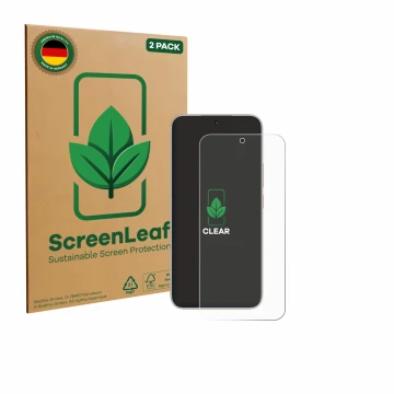 Parte frontale di una confezione del prodotto con il logo del marchio ScreenLeaf. Accanto è raffigurato il dispositivo Honor 4