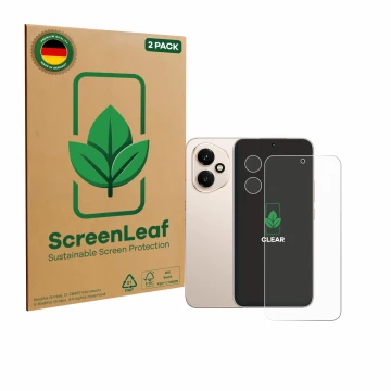 Parte frontale di una confezione del prodotto con il logo del marchio ScreenLeaf. Accanto è raffigurato il dispositivo Honor 4