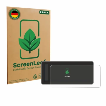 Parte frontale di una confezione del prodotto con il logo del marchio ScreenLeaf. Accanto è raffigurato il dispositivo Vantrue