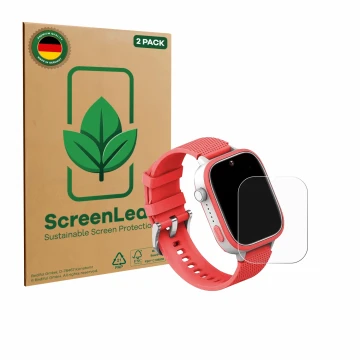 Parte frontale di una confezione del prodotto con il logo del marchio ScreenLeaf. Accanto è raffigurato il dispositivo AngelTe
