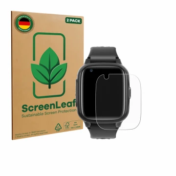 Parte frontale di una confezione del prodotto con il logo del marchio ScreenLeaf. Accanto è raffigurato il dispositivo Krostmi