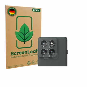 Parte frontale di una confezione del prodotto con il logo del marchio ScreenLeaf. Accanto è raffigurato il dispositivo Motorol