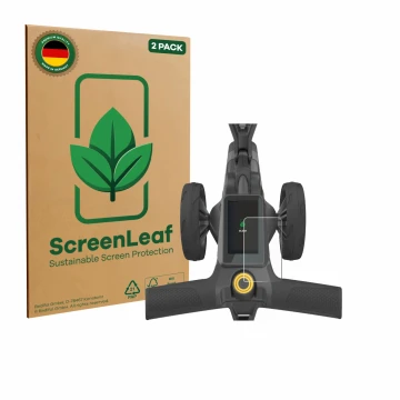 Parte frontale di una confezione del prodotto con il logo del marchio ScreenLeaf. Accanto è raffigurato il dispositivo PowaKad