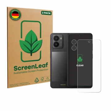 Parte frontale di una confezione del prodotto con il logo del marchio ScreenLeaf. Accanto è raffigurato il dispositivo Xplora 