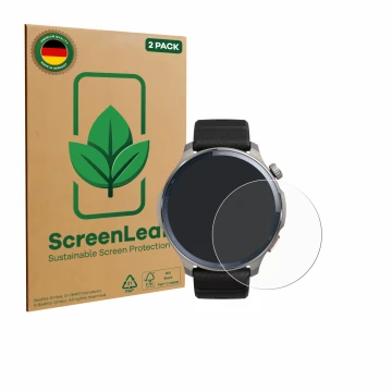Parte frontale di una confezione del prodotto con il logo del marchio ScreenLeaf. Accanto è raffigurato il dispositivo Huami A