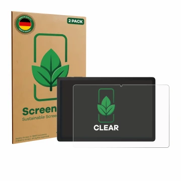 Parte frontale di una confezione del prodotto con il logo del marchio ScreenLeaf. Accanto è raffigurato il dispositivo Doogee 