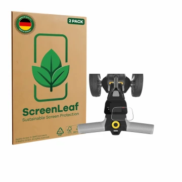 Parte frontale di una confezione del prodotto con il logo del marchio ScreenLeaf. Accanto è raffigurato il dispositivo PowaKad