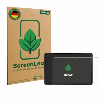 Parte frontale di una confezione del prodotto con il logo del marchio ScreenLeaf. Accanto è raffigurato il dispositivo Doogee 