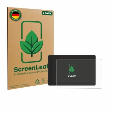 Parte frontale di una confezione del prodotto con il logo del marchio ScreenLeaf. Accanto è raffigurato il dispositivo Victron