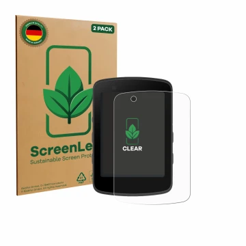 Parte frontale di una confezione del prodotto con il logo del marchio ScreenLeaf. Accanto è raffigurato il dispositivo Bryton 