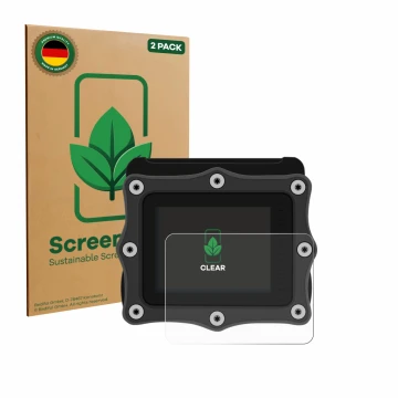 Parte frontale di una confezione del prodotto con il logo del marchio ScreenLeaf. Accanto è raffigurato il dispositivo Shearwa