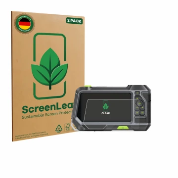 Parte frontale di una confezione del prodotto con il logo del marchio ScreenLeaf. Accanto è raffigurato il dispositivo Teslong