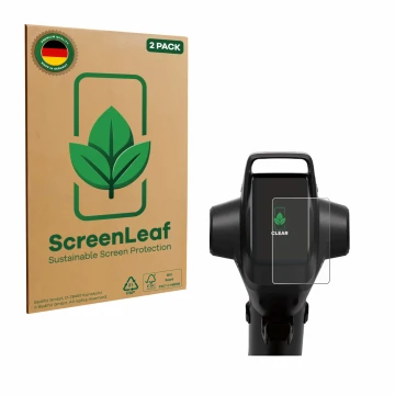 Parte frontale di una confezione del prodotto con il logo del marchio ScreenLeaf. Accanto è raffigurato il dispositivo Segway 
