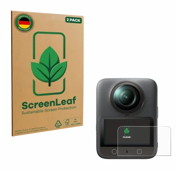 Parte frontale di una confezione del prodotto con il logo del marchio ScreenLeaf. Accanto è raffigurato il dispositivo DJI Osm