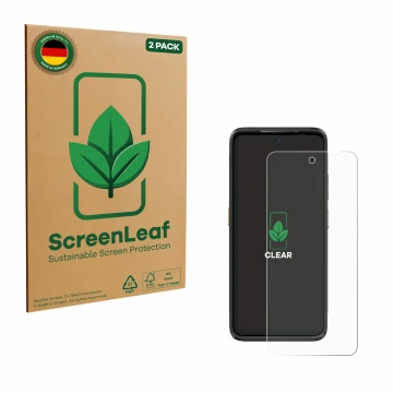 Parte frontale di una confezione del prodotto con il logo del marchio ScreenLeaf. Accanto è raffigurato il dispositivo Ulefone