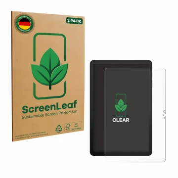 Parte frontale di una confezione del prodotto con il logo del marchio ScreenLeaf. Accanto è raffigurato il dispositivo Telekom