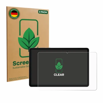 Parte frontale di una confezione del prodotto con il logo del marchio ScreenLeaf. Accanto è raffigurato il dispositivo Samsung