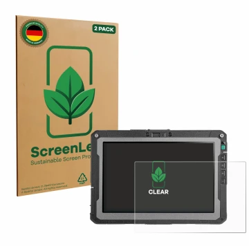 Parte frontale di una confezione del prodotto con il logo del marchio ScreenLeaf. Accanto è raffigurato il dispositivo Getac Z