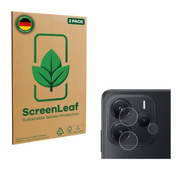 Parte frontale di una confezione del prodotto con il logo del marchio ScreenLeaf. Accanto è raffigurato il dispositivo Xiaomi 