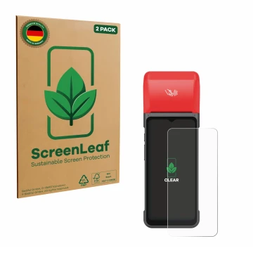 Parte frontale di una confezione del prodotto con il logo del marchio ScreenLeaf. Accanto è raffigurato il dispositivo iMin Sw