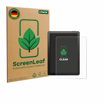 Parte frontale di una confezione del prodotto con il logo del marchio ScreenLeaf. Accanto è raffigurato il dispositivo Bigme B