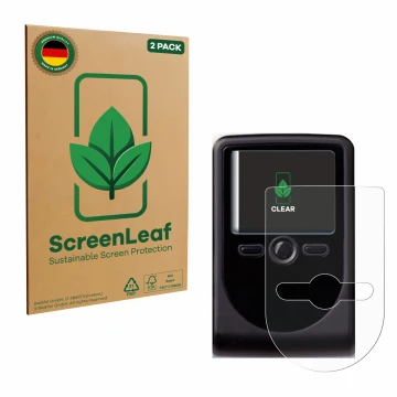 Parte frontale di una confezione del prodotto con il logo del marchio ScreenLeaf. Accanto è raffigurato il dispositivo OneSpan