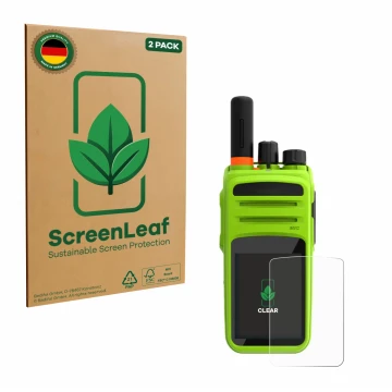 Parte frontale di una confezione del prodotto con il logo del marchio ScreenLeaf. Accanto è raffigurato il dispositivo Talkpod