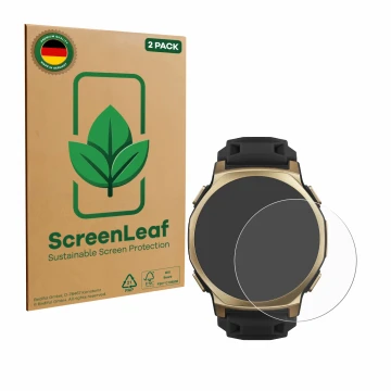 Parte frontale di una confezione del prodotto con il logo del marchio ScreenLeaf. Accanto è raffigurato il dispositivo Huami A