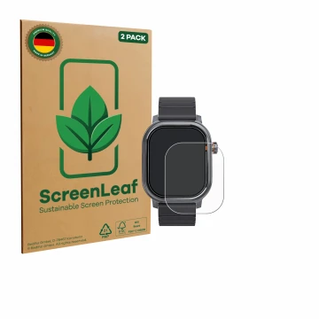 Parte frontale di una confezione del prodotto con il logo del marchio ScreenLeaf. Accanto è raffigurato il dispositivo Kospet 