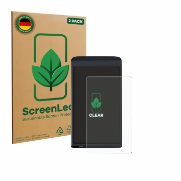 Parte frontale di una confezione del prodotto con il logo del marchio ScreenLeaf. Accanto è raffigurato il dispositivo Vasco T
