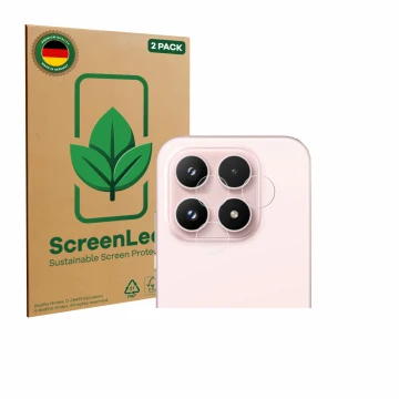 Parte frontale di una confezione del prodotto con il logo del marchio ScreenLeaf. Accanto è raffigurato il dispositivo Xiaomi 