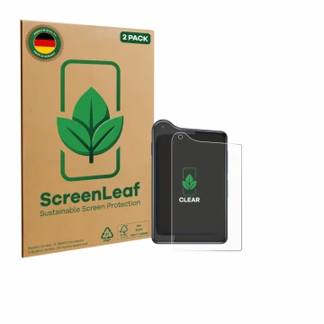 Parte frontale di una confezione del prodotto con il logo del marchio ScreenLeaf. Accanto è raffigurato il dispositivo Xiaomi 
