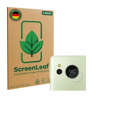 Parte frontale di una confezione del prodotto con il logo del marchio ScreenLeaf. Accanto è raffigurato il dispositivo Sharp A