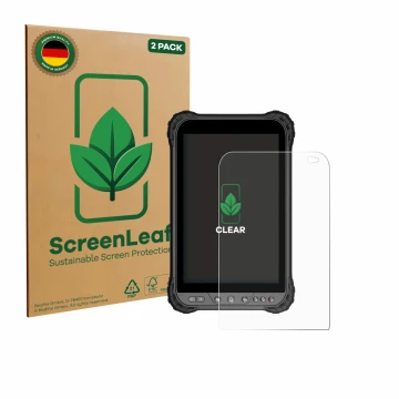 Parte frontale di una confezione del prodotto con il logo del marchio ScreenLeaf. Accanto è raffigurato il dispositivo Zoomsma