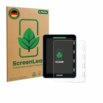 Parte frontale di una confezione del prodotto con il logo del marchio ScreenLeaf. Accanto è raffigurato il dispositivo Vakaros