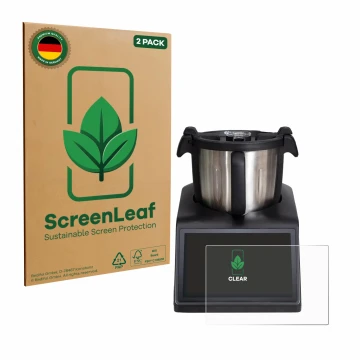 Parte frontale di una confezione del prodotto con il logo del marchio ScreenLeaf. Accanto è raffigurato il dispositivo Ufesa T
