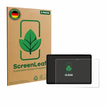 Parte frontale di una confezione del prodotto con il logo del marchio ScreenLeaf. Accanto è raffigurato il dispositivo Black S