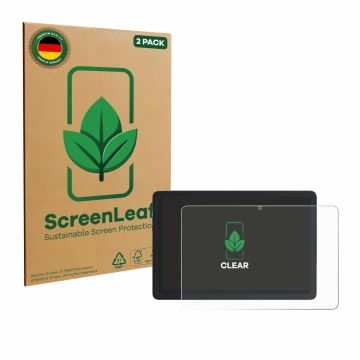 Parte frontale di una confezione del prodotto con il logo del marchio ScreenLeaf. Accanto è raffigurato il dispositivo Cubot T