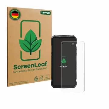 Parte frontale di una confezione del prodotto con il logo del marchio ScreenLeaf. Accanto è raffigurato il dispositivo Ulefone