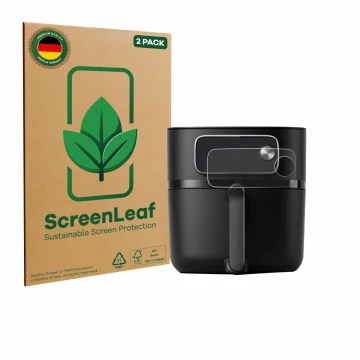Parte frontale di una confezione del prodotto con il logo del marchio ScreenLeaf. Accanto è raffigurato il dispositivo Philips
