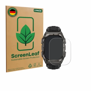 Parte frontale di una confezione del prodotto con il logo del marchio ScreenLeaf. Accanto è raffigurato il dispositivo Kospet 