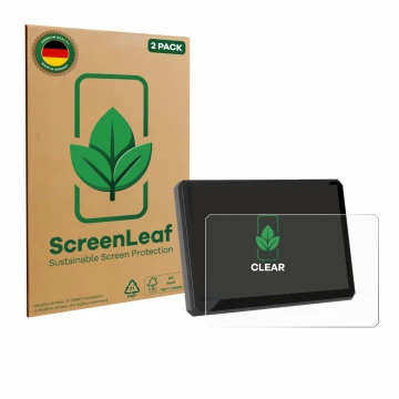 Parte frontale di una confezione del prodotto con il logo del marchio ScreenLeaf. Accanto è raffigurato il dispositivo Carpuri