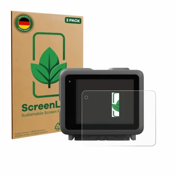 Parte frontale di una confezione del prodotto con il logo del marchio ScreenLeaf. Accanto è raffigurato il dispositivo GoPro L
