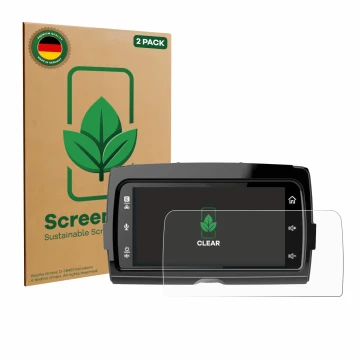 Parte frontale di una confezione del prodotto con il logo del marchio ScreenLeaf. Accanto è raffigurato il dispositivo Harley 