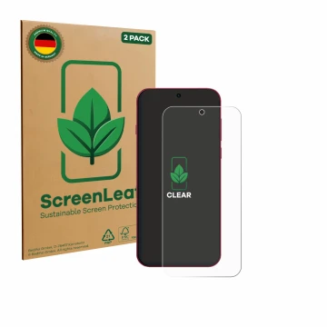 Parte frontale di una confezione del prodotto con il logo del marchio ScreenLeaf. Accanto è raffigurato il dispositivo Oppo Fi
