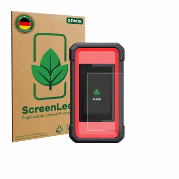 Parte frontale di una confezione del prodotto con il logo del marchio ScreenLeaf. Accanto è raffigurato il dispositivo Launch 