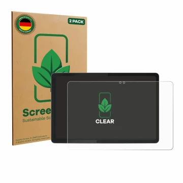 Parte frontale di una confezione del prodotto con il logo del marchio ScreenLeaf. Accanto è raffigurato il dispositivo Lenovo 