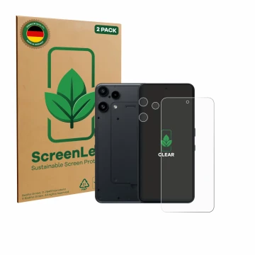 Parte frontale di una confezione del prodotto con il logo del marchio ScreenLeaf. Accanto è raffigurato il dispositivo Nothing