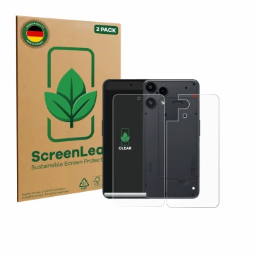 Parte frontale di una confezione del prodotto con il logo del marchio ScreenLeaf. Accanto è raffigurato il dispositivo Nothing