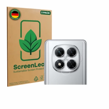 Parte frontale di una confezione del prodotto con il logo del marchio ScreenLeaf. Accanto è raffigurato il dispositivo Xiaomi 